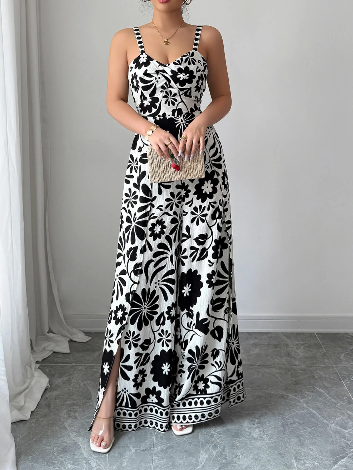 Bliss Escape Floral Jumpsuit - black