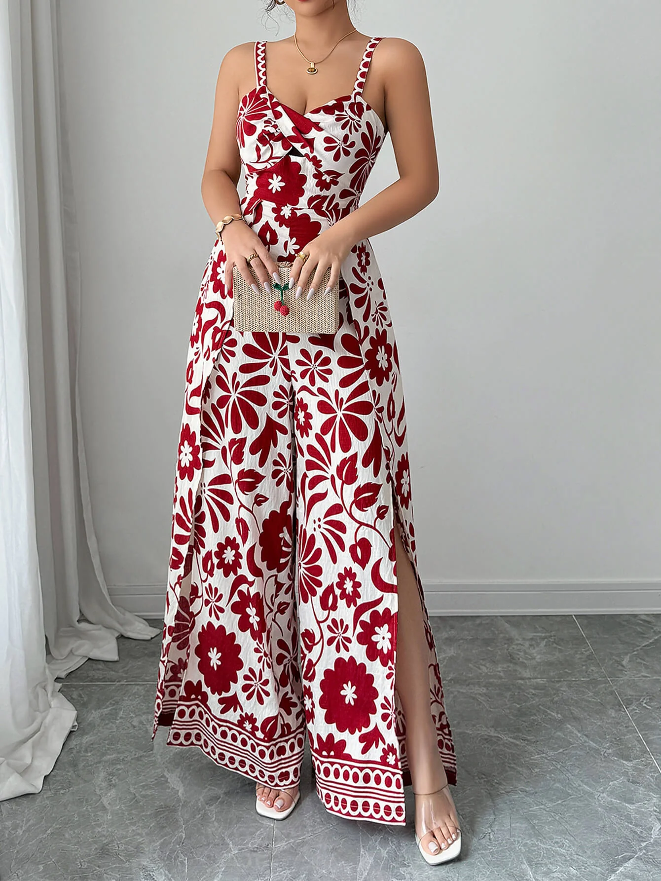 Bliss Escape Floral Jumpsuit - red