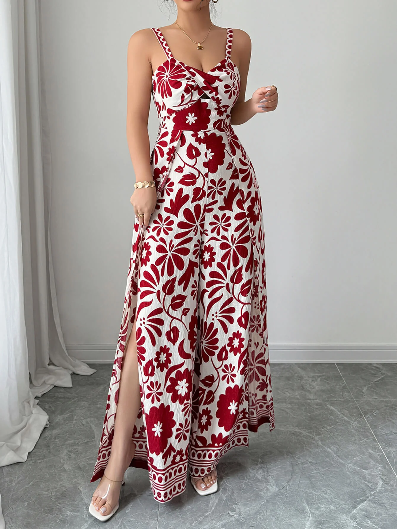 Bliss Escape Floral Jumpsuit - red - Image 2