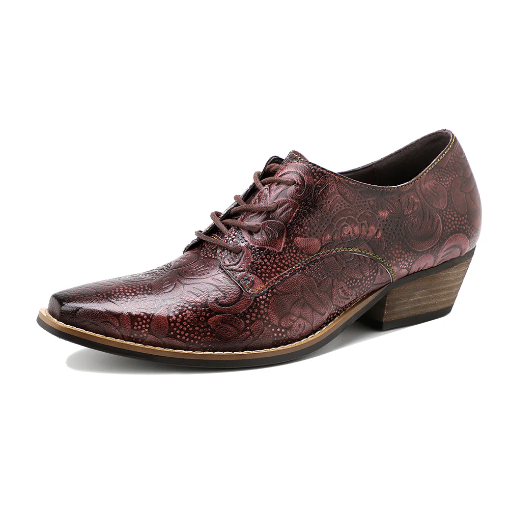 Soffia | Brogue-Detail Floral Embossed Oxford - Image 3