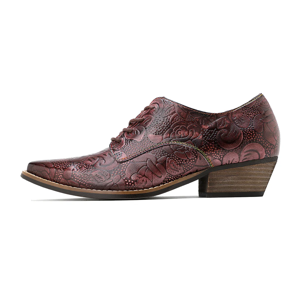 Soffia | Brogue-Detail Floral Embossed Oxford - Image 4