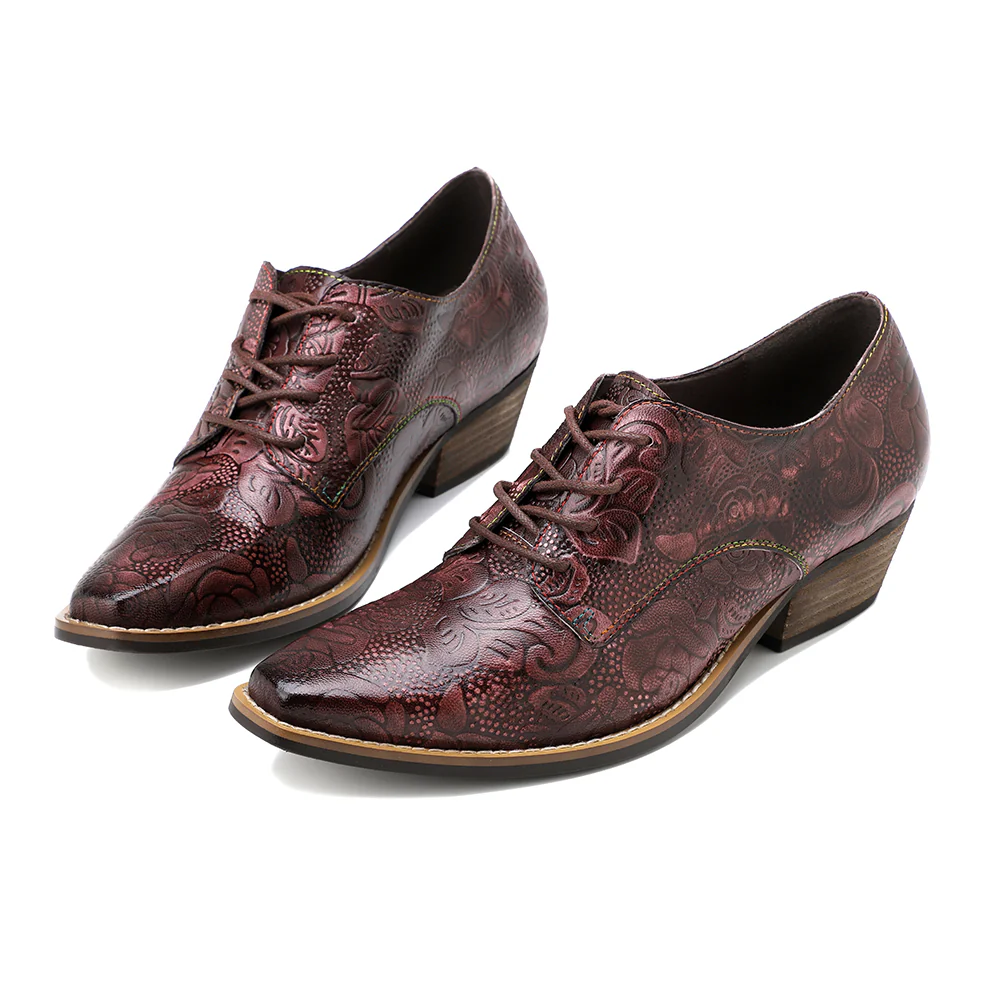 Soffia | Brogue-Detail Floral Embossed Oxford - Image 5