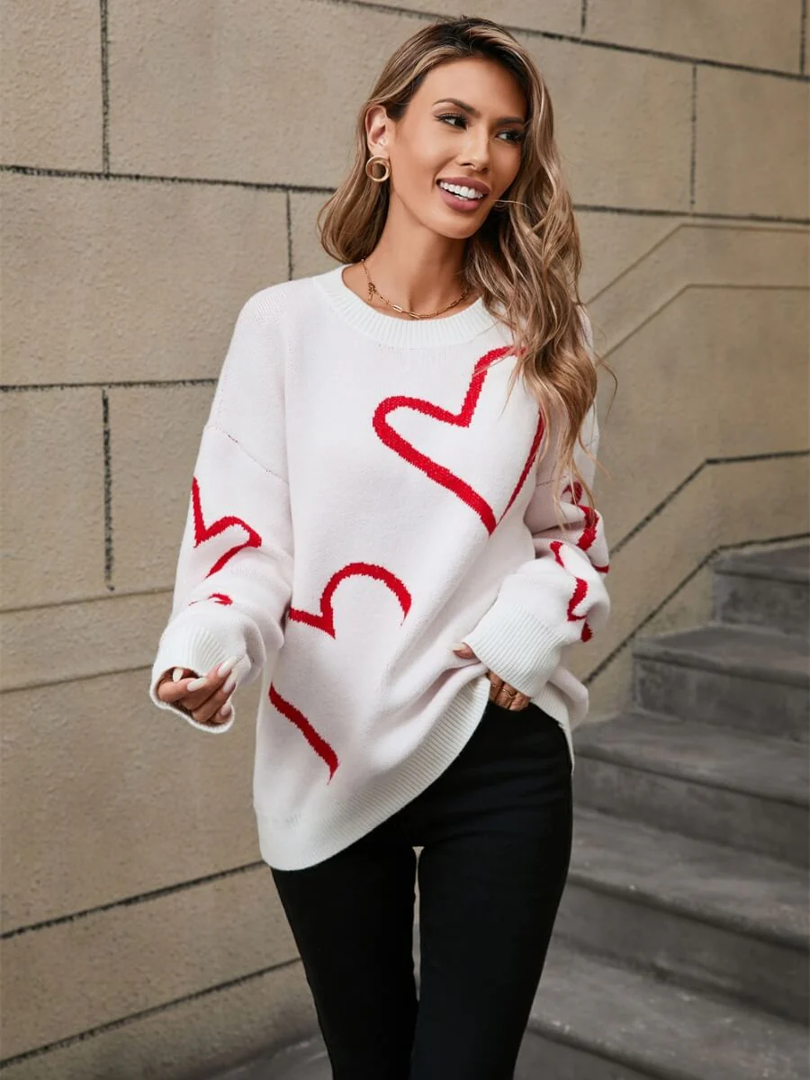 Blooming Hearts Crewneck Sweater - White - Image 5