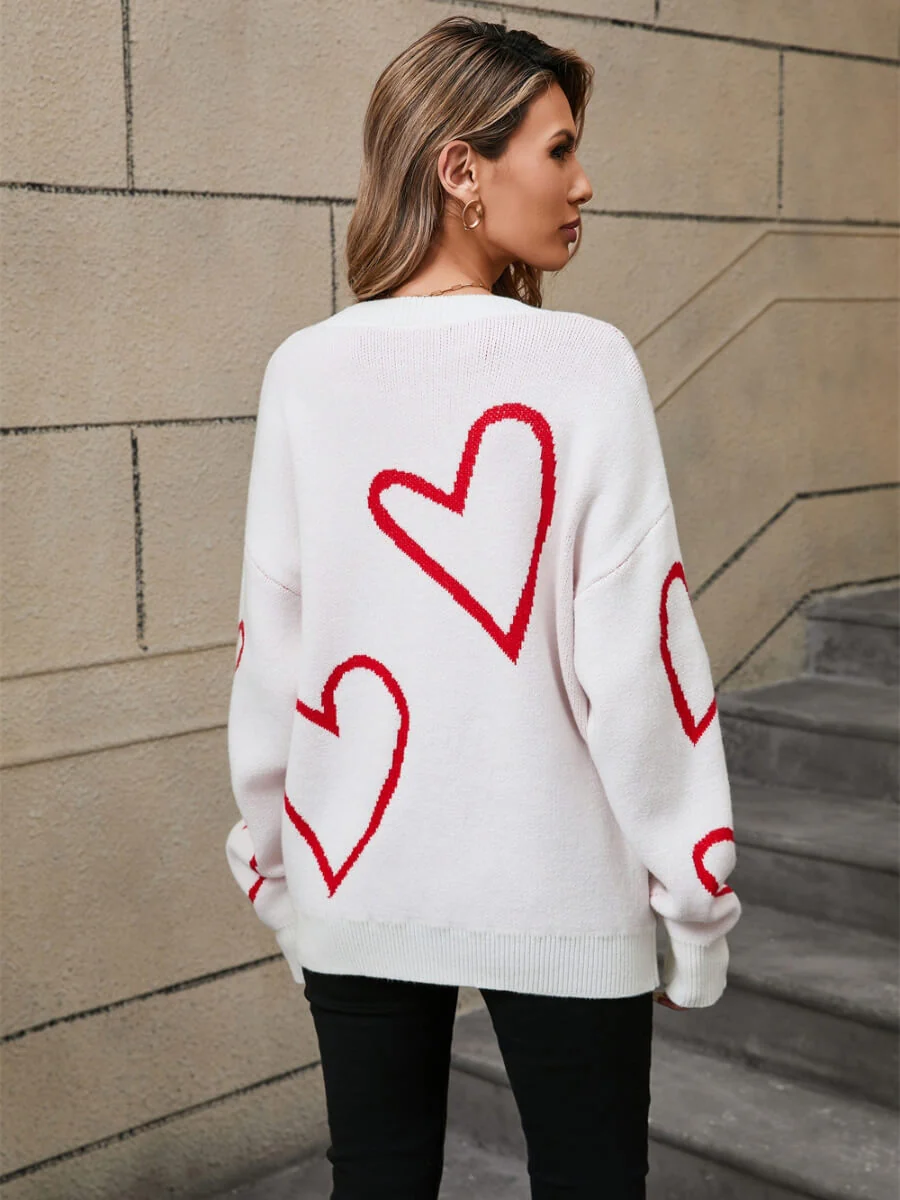 Blooming Hearts Crewneck Sweater - White - Image 6