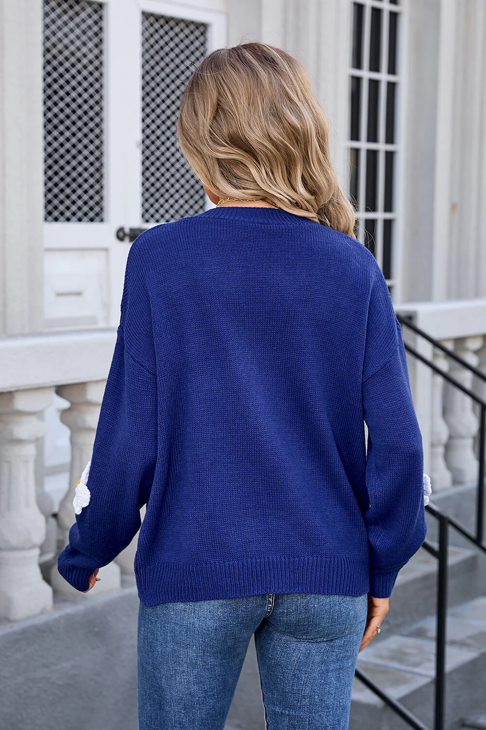 Blossom Mornings Daisy Embellished Knit Cardigan - Navy - Image 6