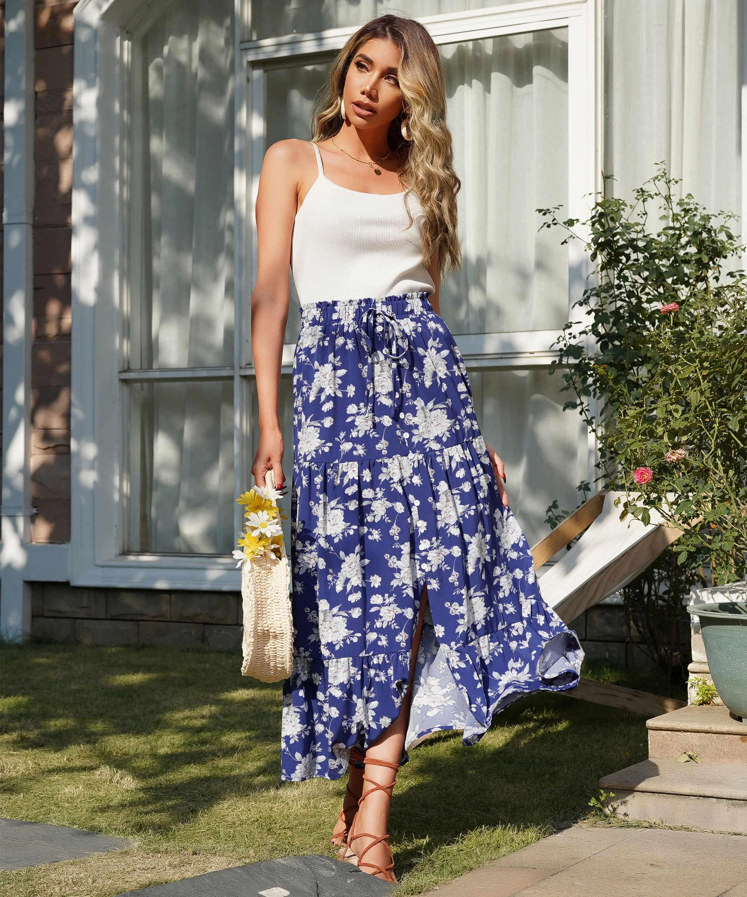 BLUEY MAXI SKIRT - BLUE PRINT - Image 8