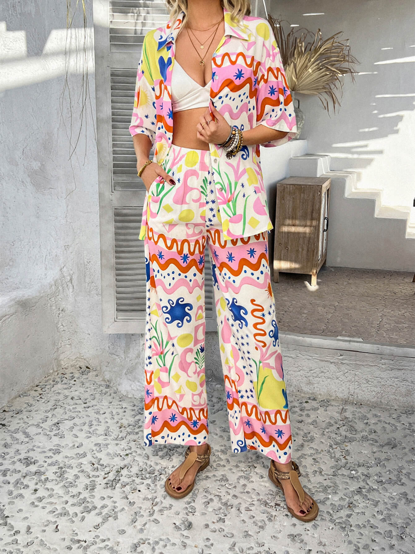 Bohemia Inspired Loungewear Matching Sets - multi - Image 5