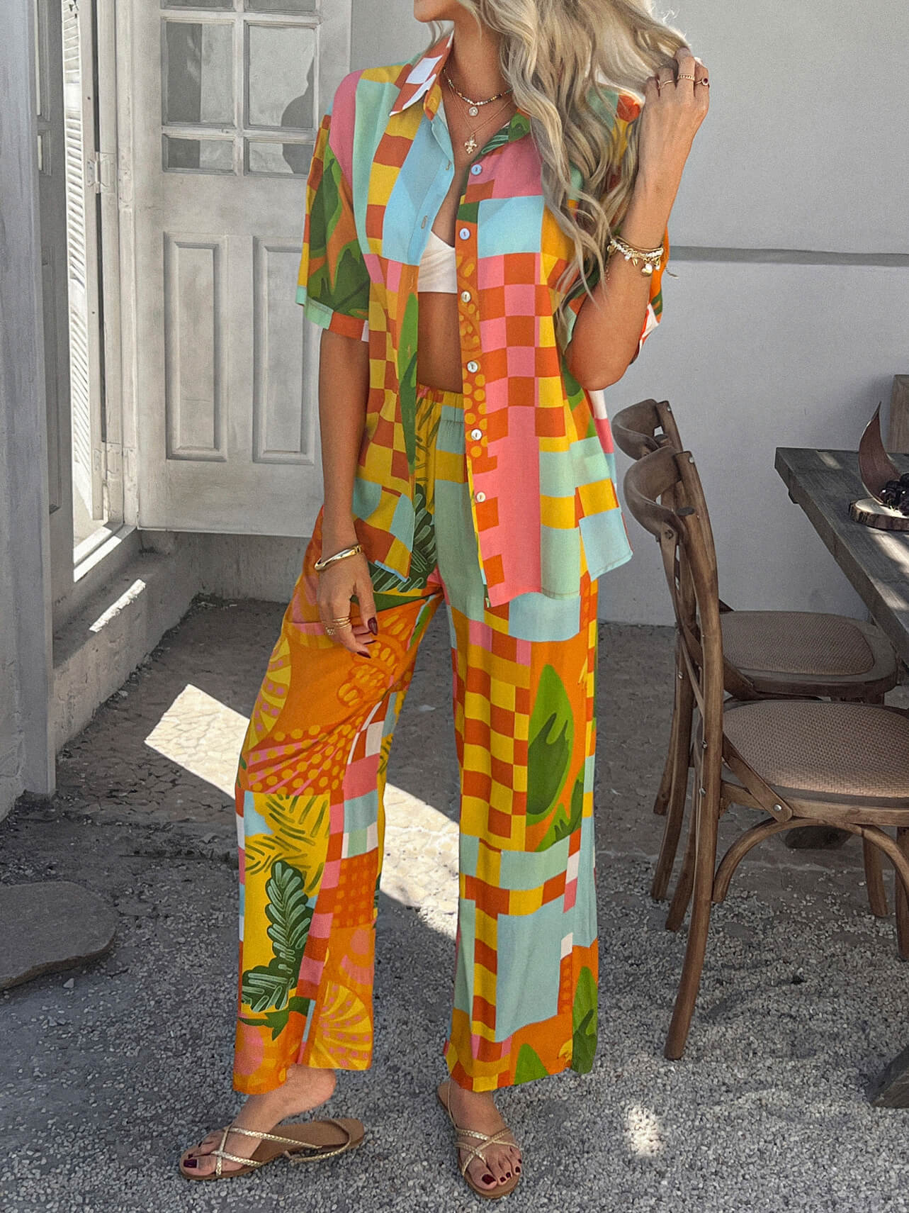 Bohemia Inspired Loungewear Matching Sets - orange - Image 3
