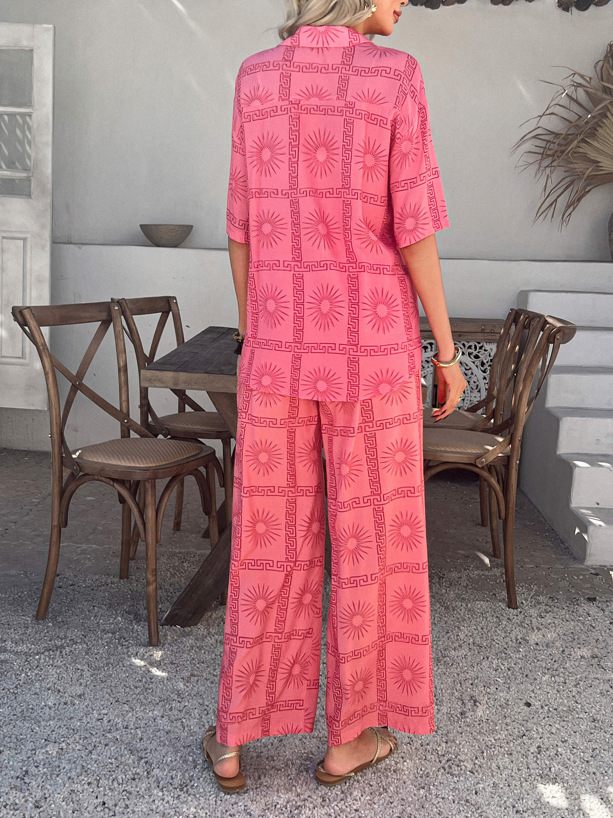 Bohemia Inspired Loungewear Matching Sets - pink - Image 3