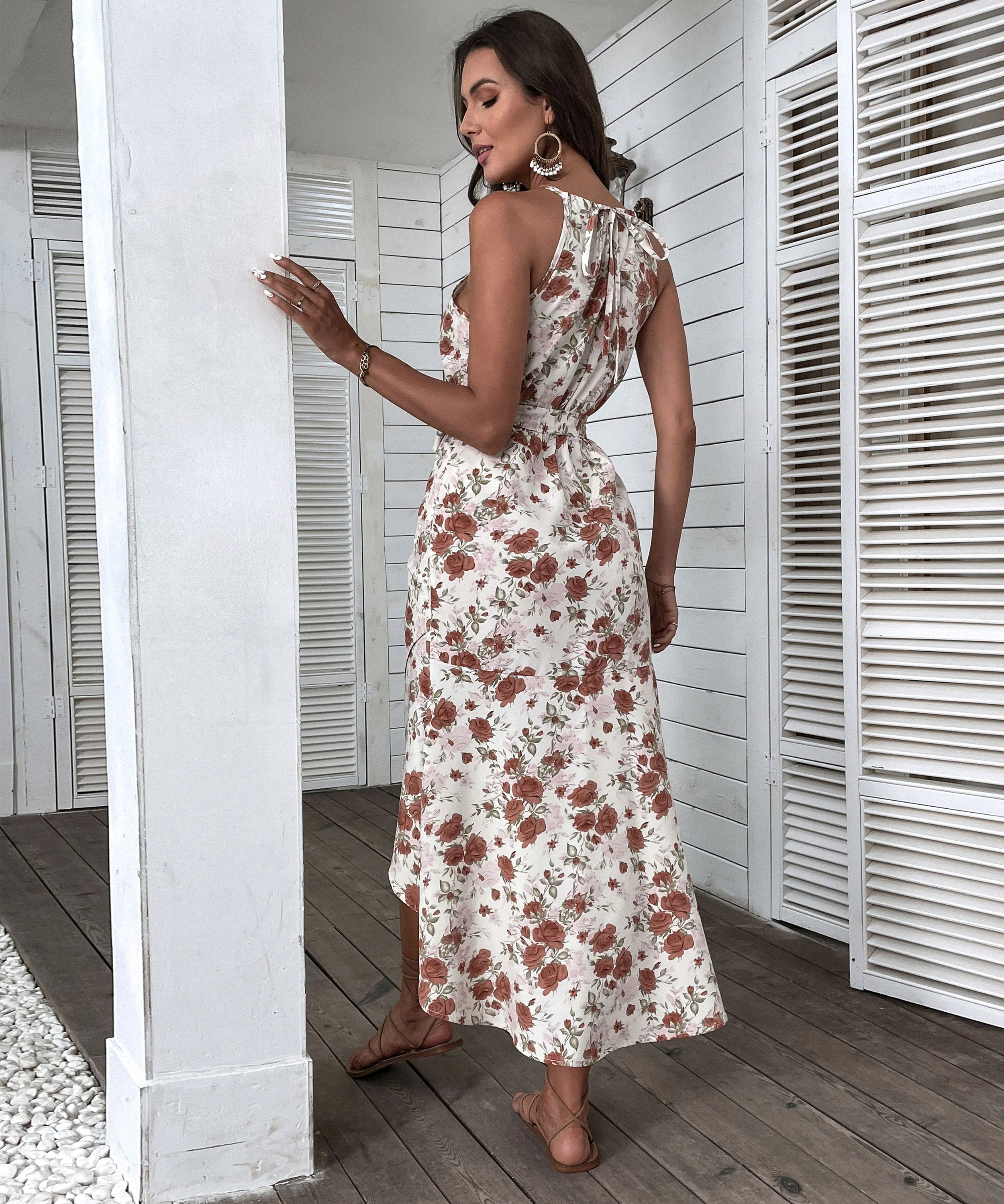 BONAFIQUE FLORAL DRESS - BEIGE - Image 7
