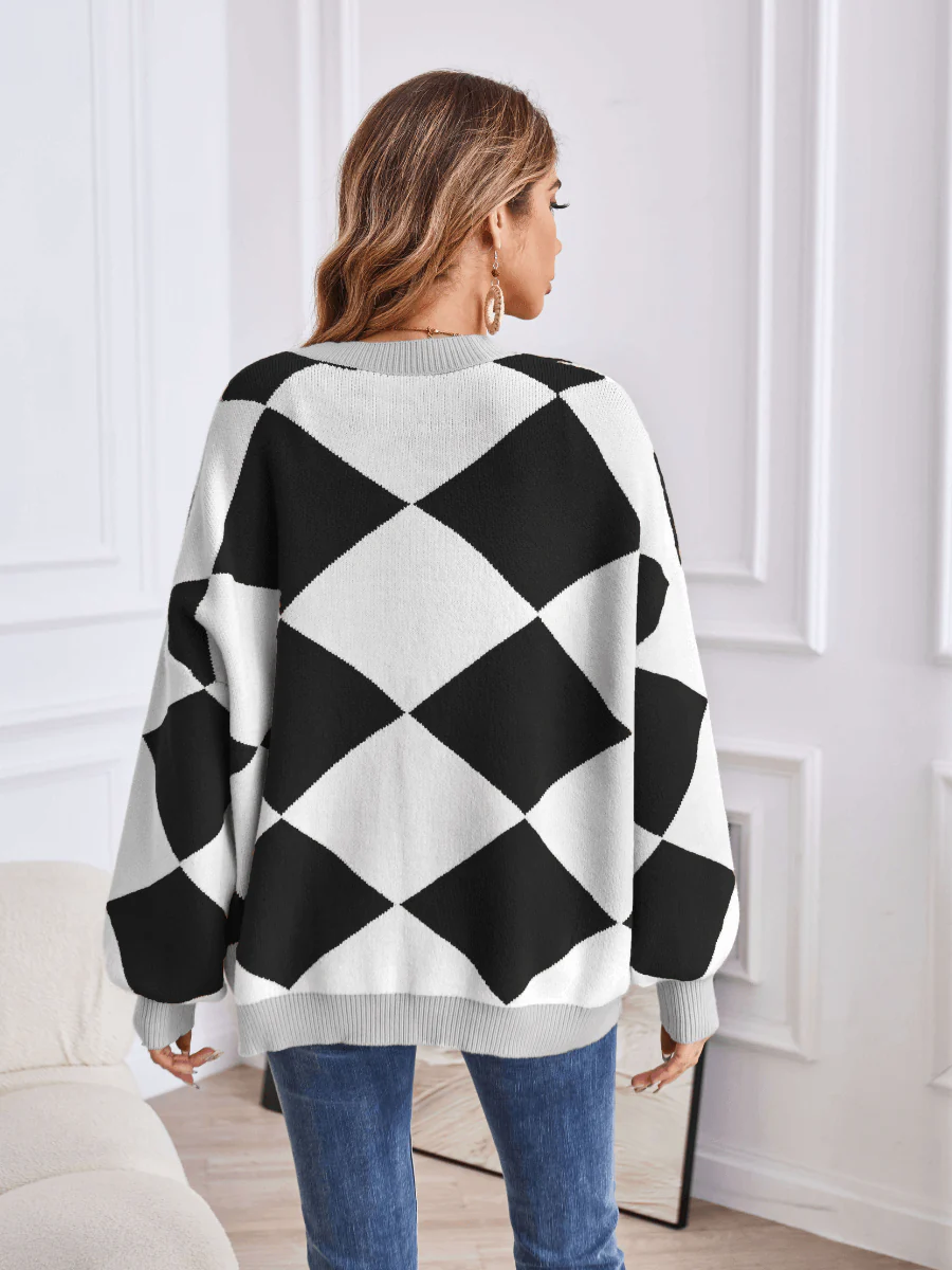 Boyfriend Pocketed Knit Cardigan - Black - Image 3