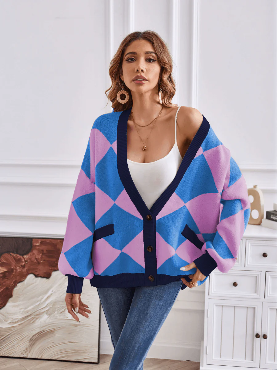 Boyfriend Pocketed Knit Cardigan - Blue - Image 4