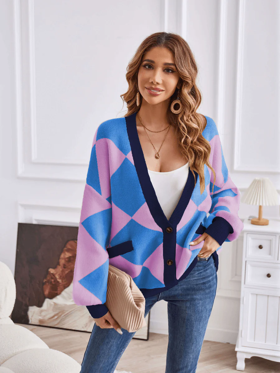 Boyfriend Pocketed Knit Cardigan - Blue - Image 5