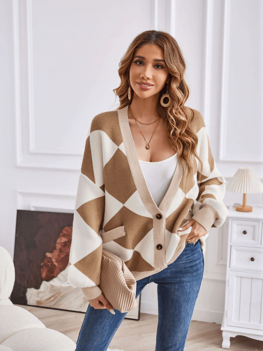 Boyfriend Pocketed Knit Cardigan - Khaki - Image 5