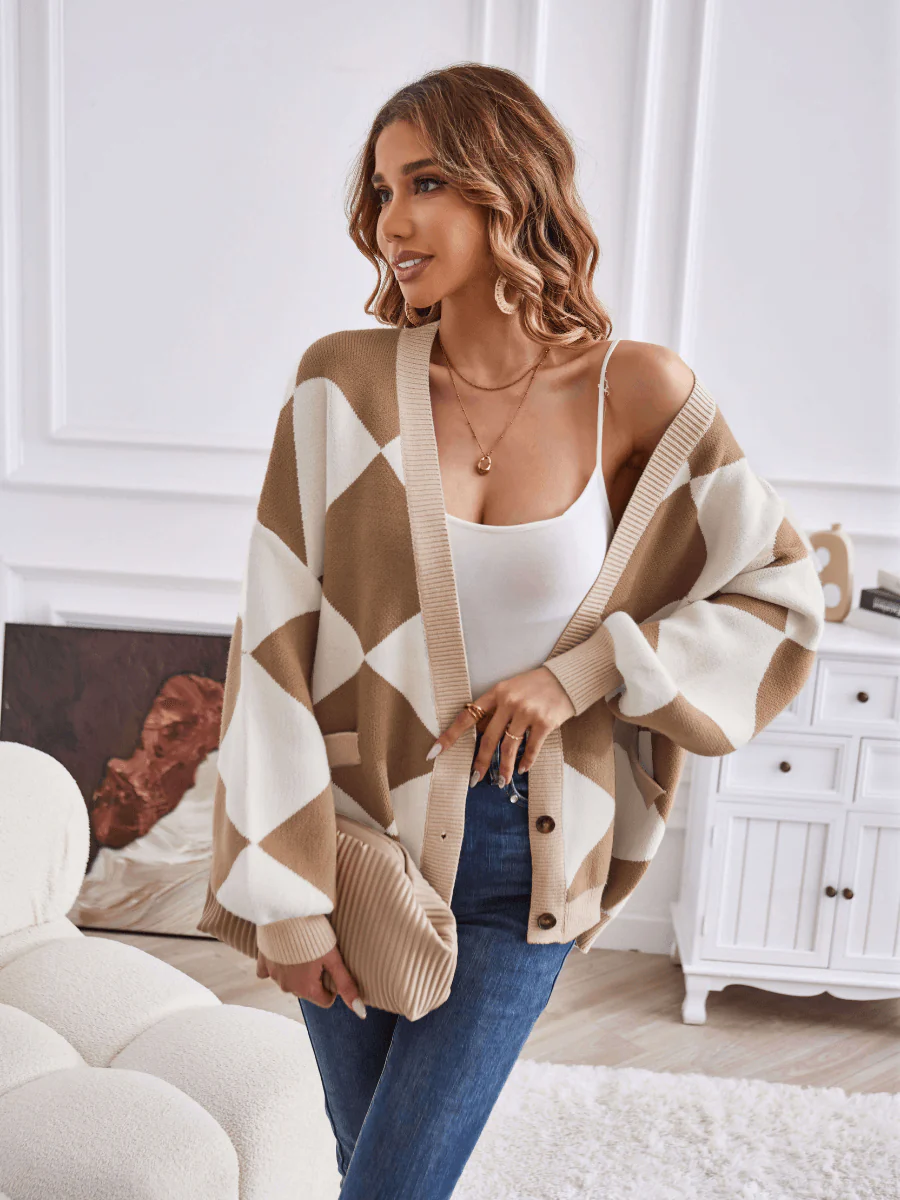 Boyfriend Pocketed Knit Cardigan - Khaki - Image 6