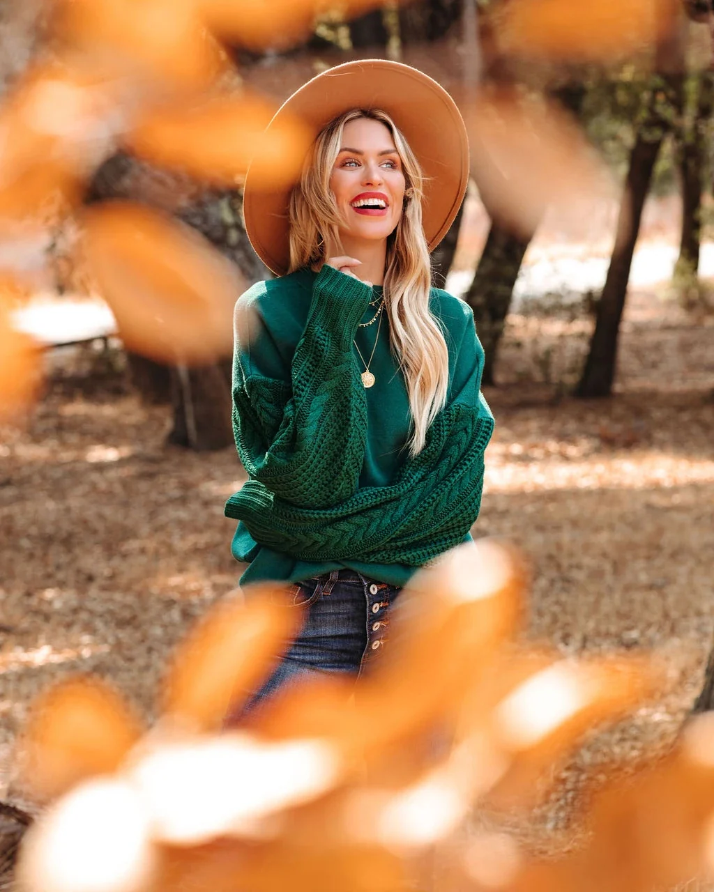 BRAIDED SLEEVE KNIT SWEATER - GREEN - Image 6