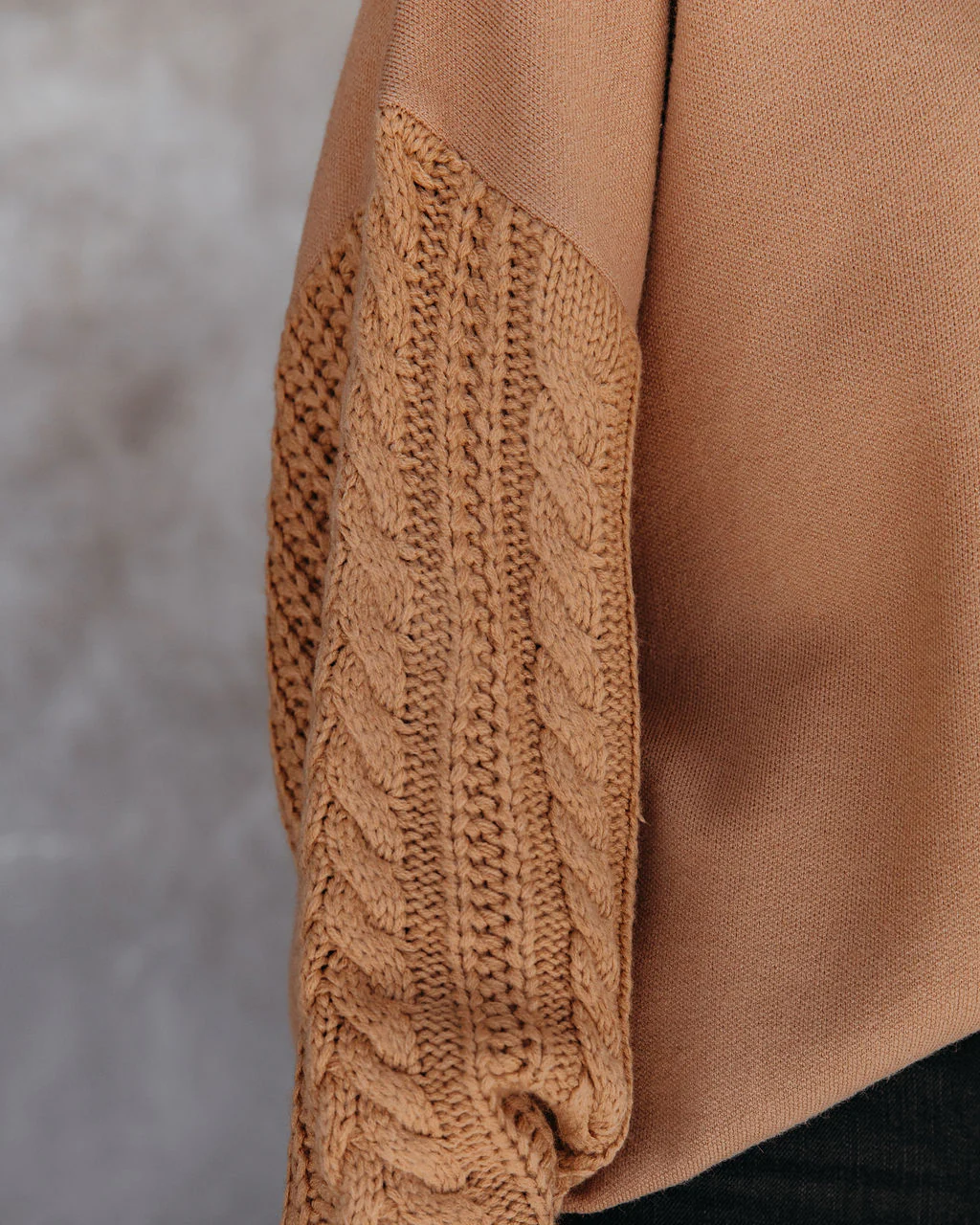 BRAIDED SLEEVE KNIT SWEATER - KHAKI - Image 8