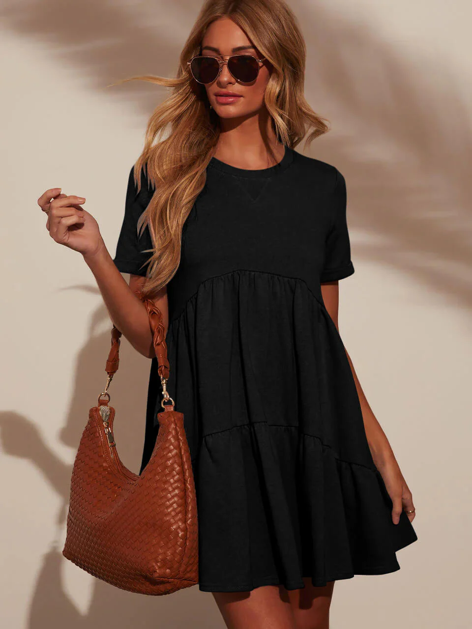 Brighter Days Tiered Mini Dress - black - Image 5