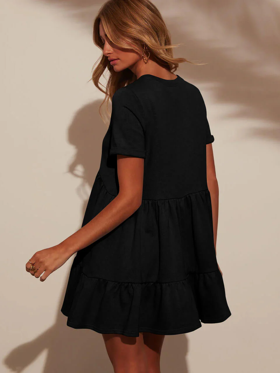 Brighter Days Tiered Mini Dress - black - Image 6