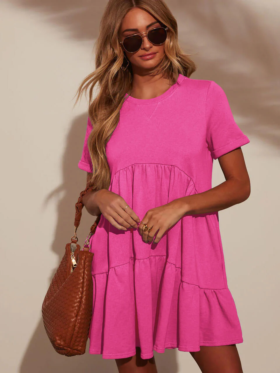 Brighter Days Tiered Mini Dress - pink - Image 2