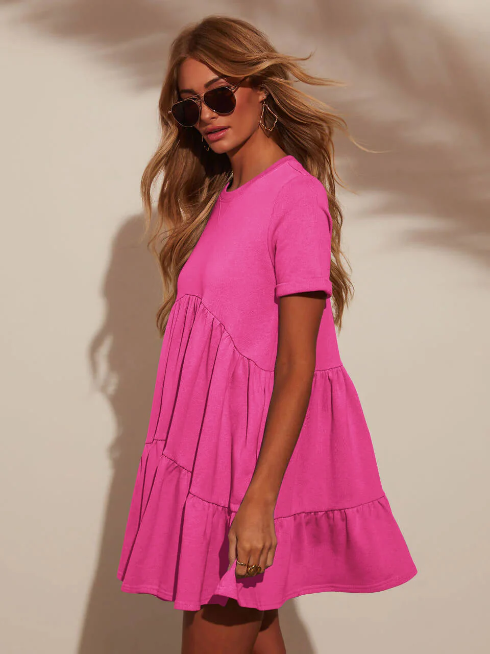 Brighter Days Tiered Mini Dress - pink - Image 3