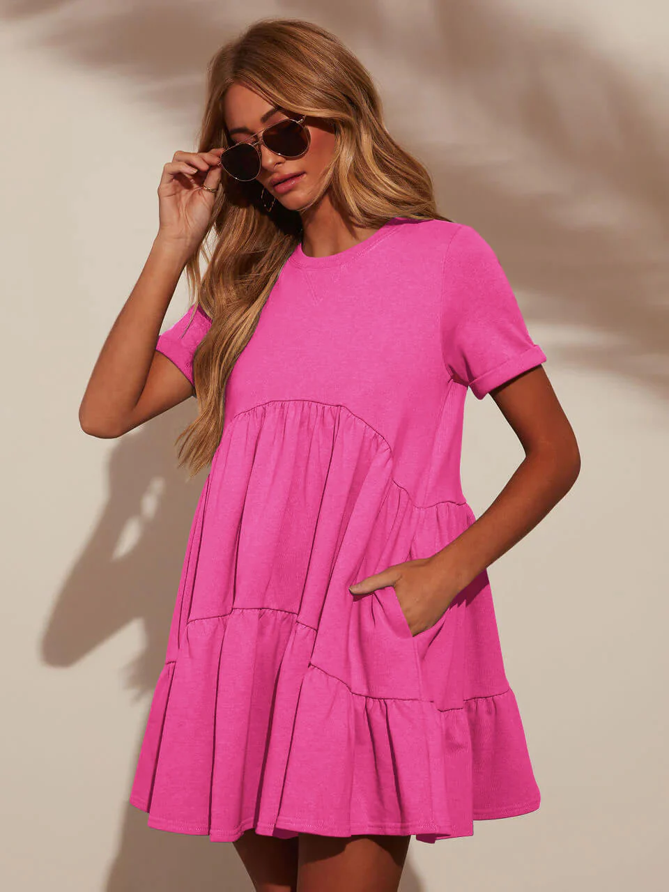 Brighter Days Tiered Mini Dress - pink - Image 4