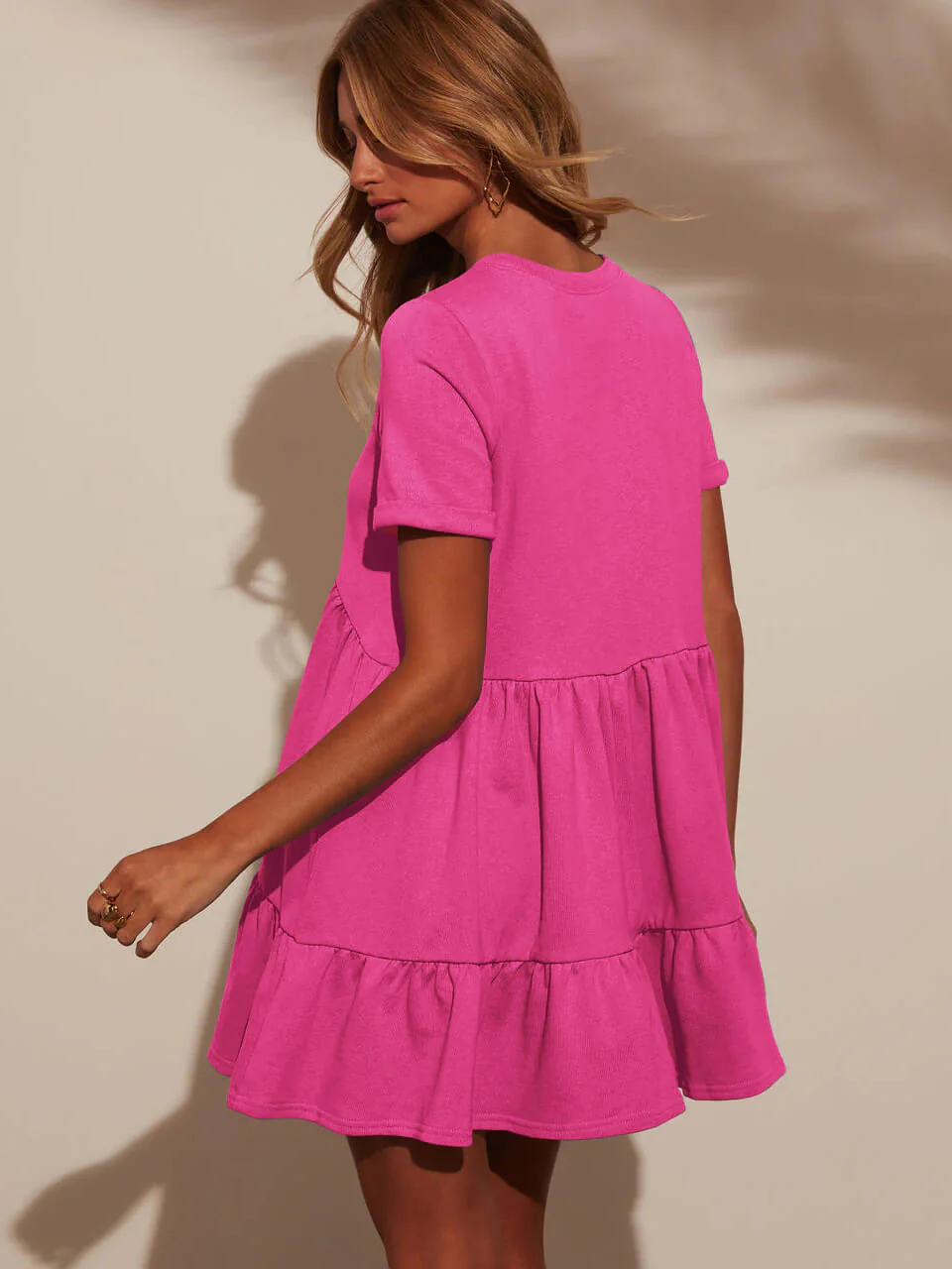 Brighter Days Tiered Mini Dress - pink - Image 5