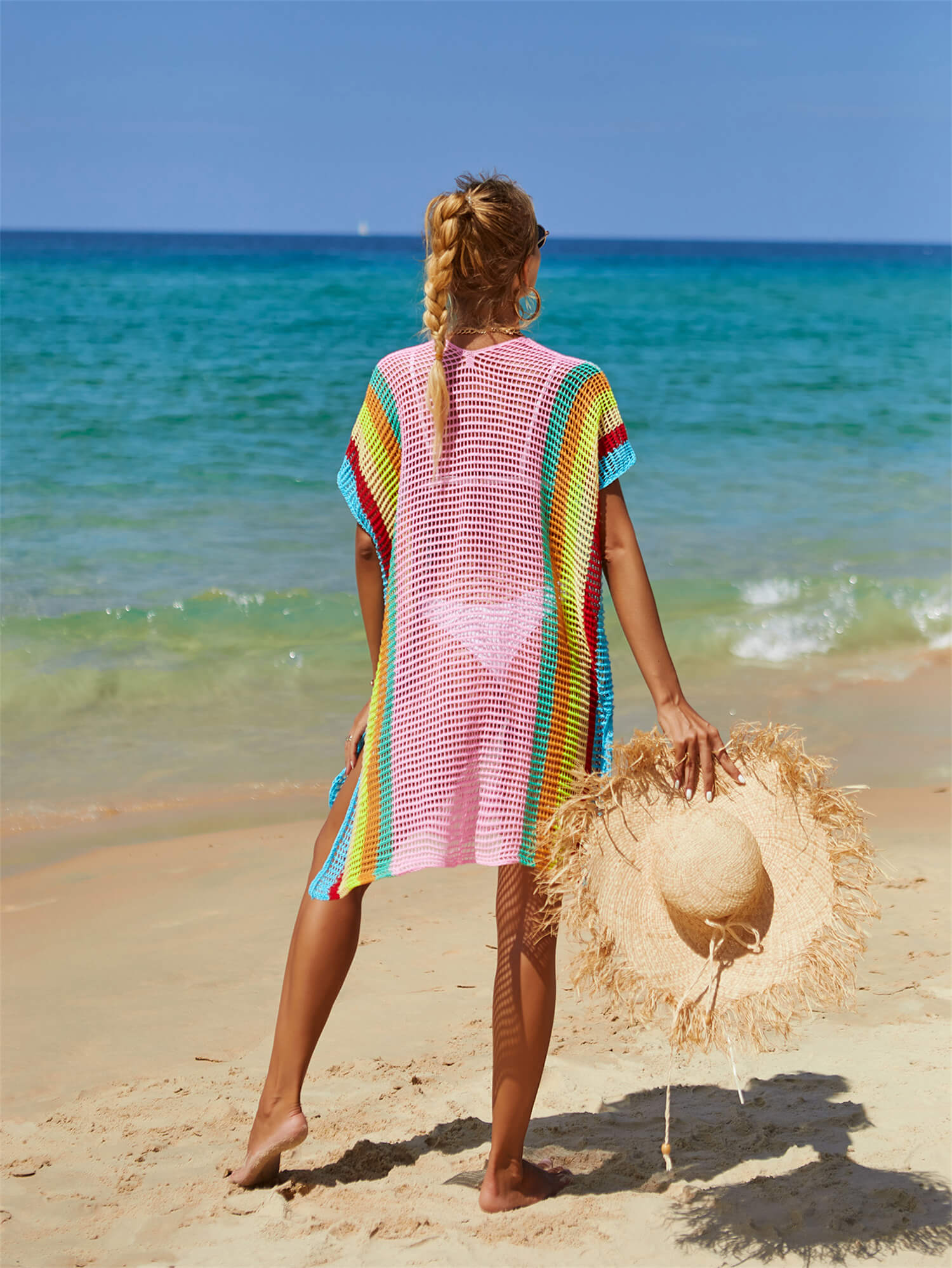 Brinley Striped Oversized Knit Sweater - Pink - Image 3