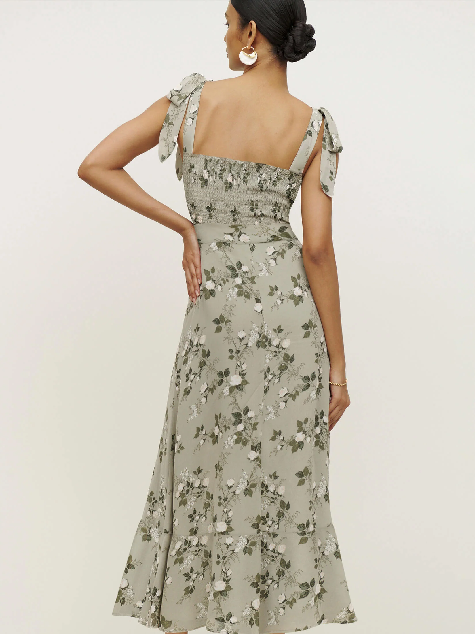 BUDDING BEAUTY SPLIT FLORAL MAXI DRESS - GREY - Image 5