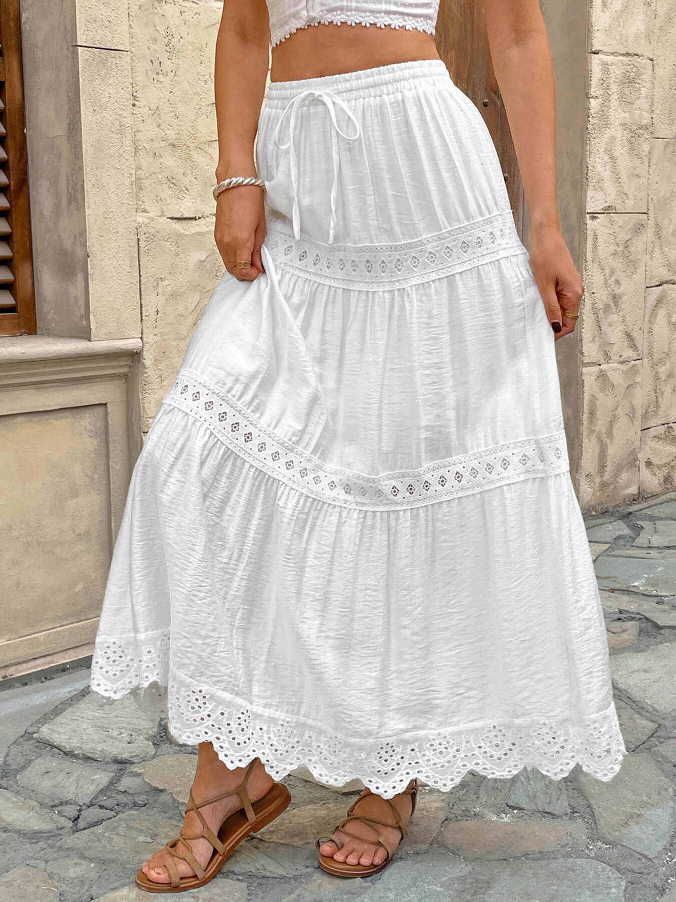 Burst of Bliss Lace Tiered Maxi Skirt - Image 4