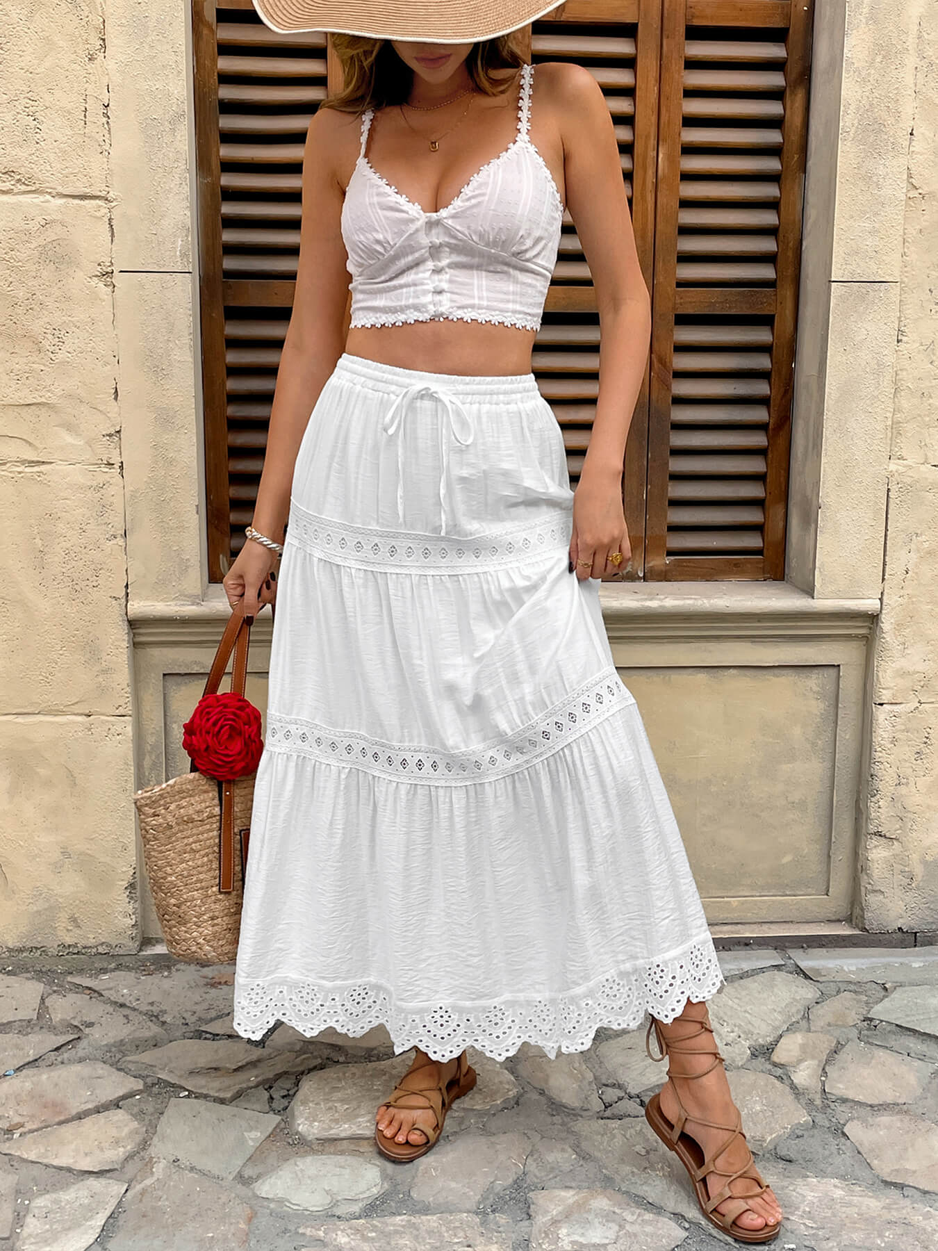 Burst of Bliss Lace Tiered Maxi Skirt - Image 6