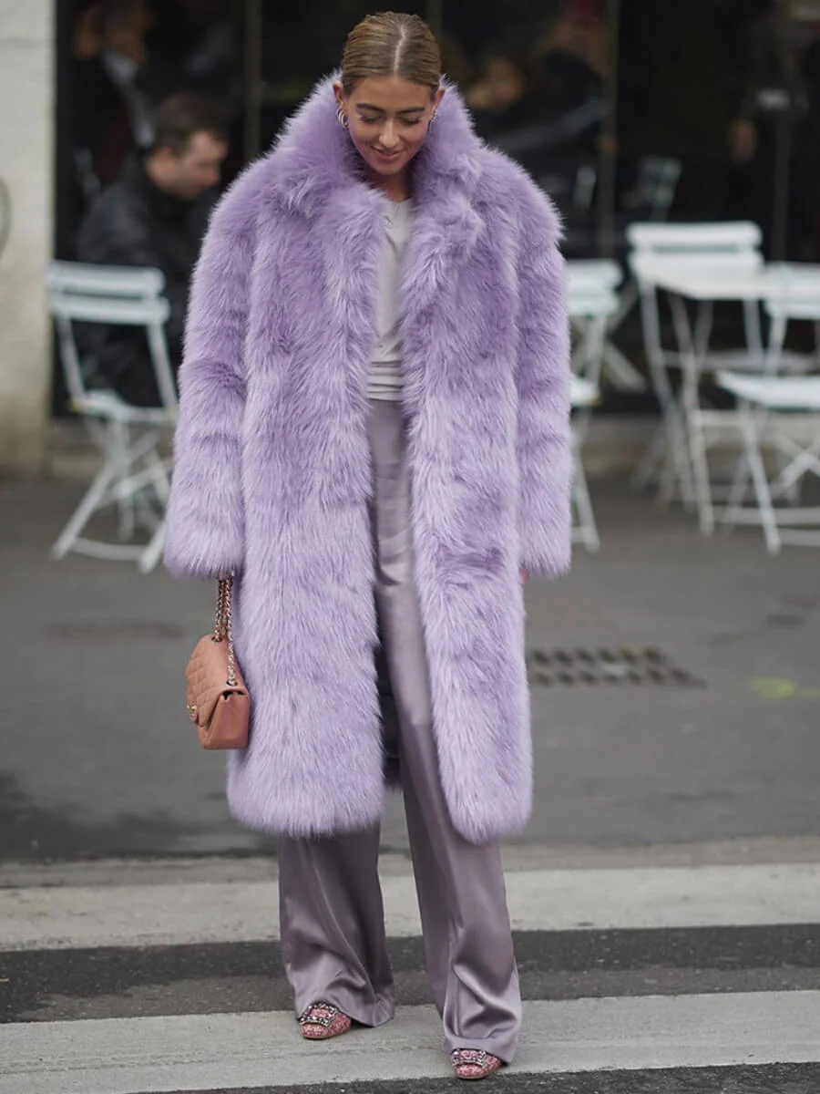 Business Affair Faux Fur Long Coat - Image 2