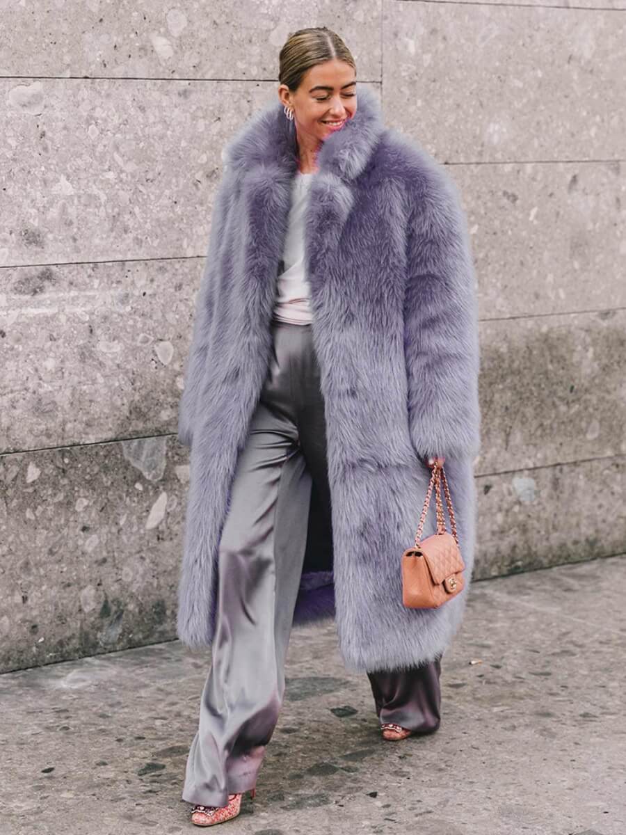 Business Affair Faux Fur Long Coat - Image 3
