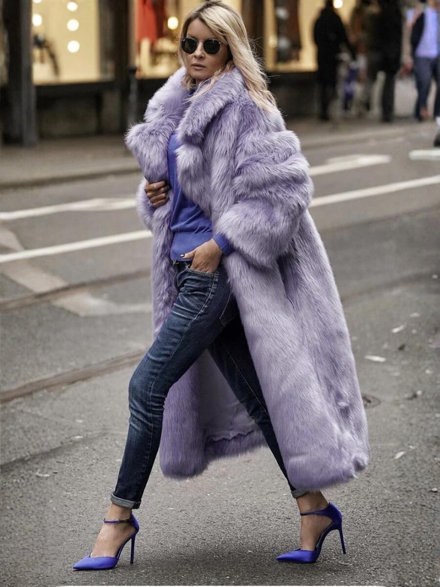 Business Affair Faux Fur Long Coat - Image 4