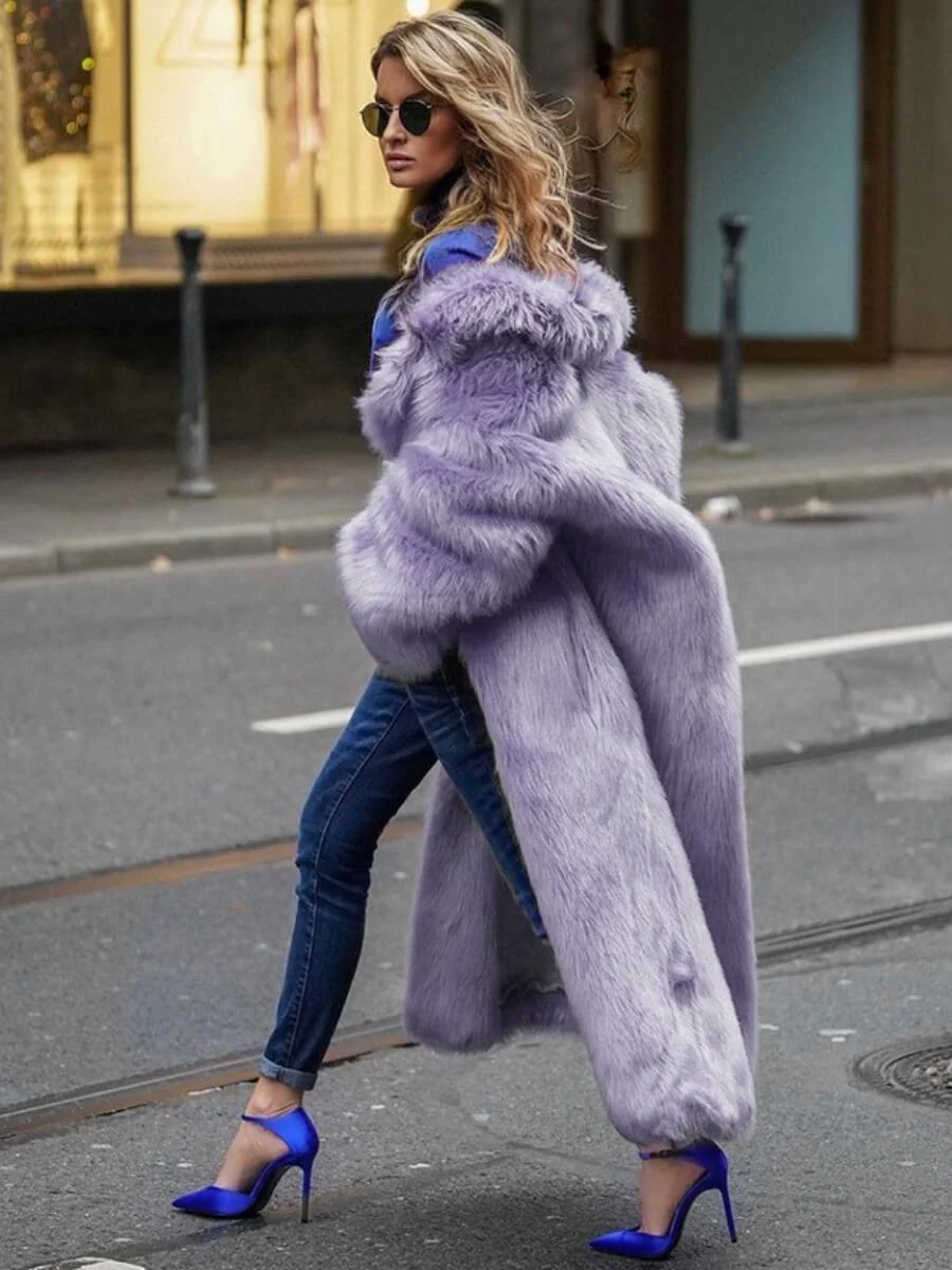Business Affair Faux Fur Long Coat - Image 5