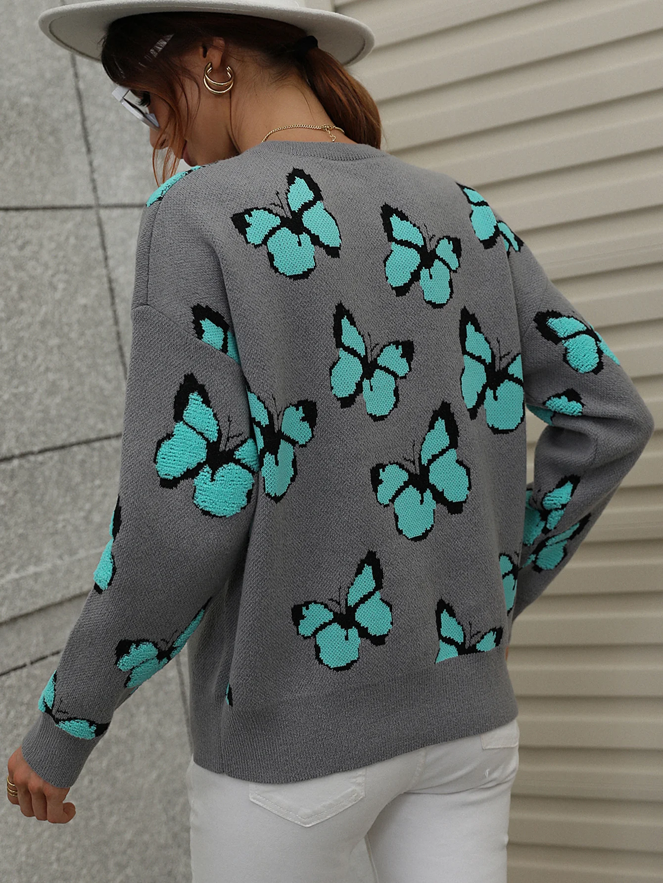 BUTTERFLY KNIT TOP - GREY - Image 3