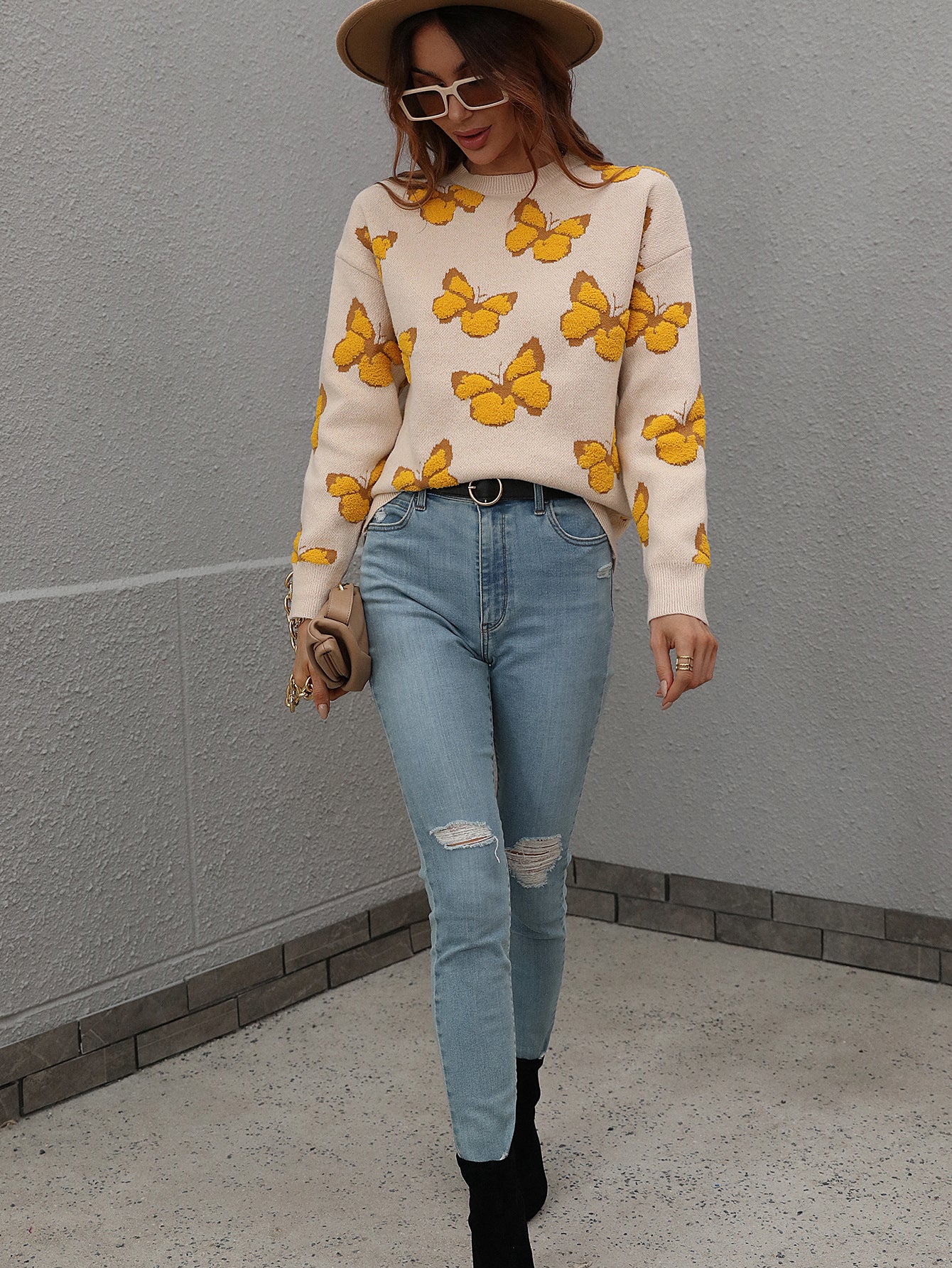 BUTTERFLY KNIT TOP - BEIGE - Image 2