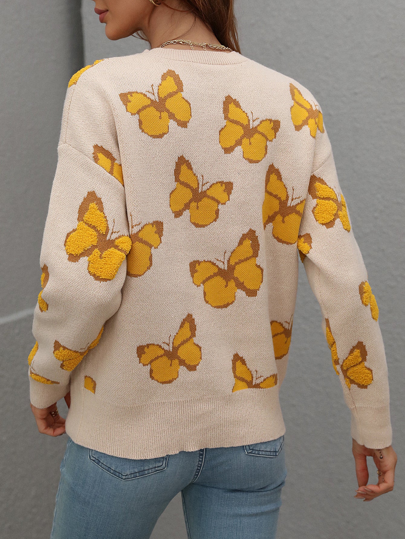 BUTTERFLY KNIT TOP - BEIGE - Image 3