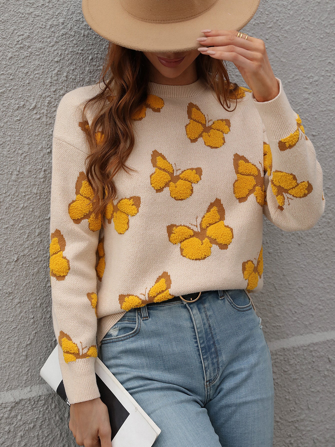 BUTTERFLY KNIT TOP - BEIGE - Image 4