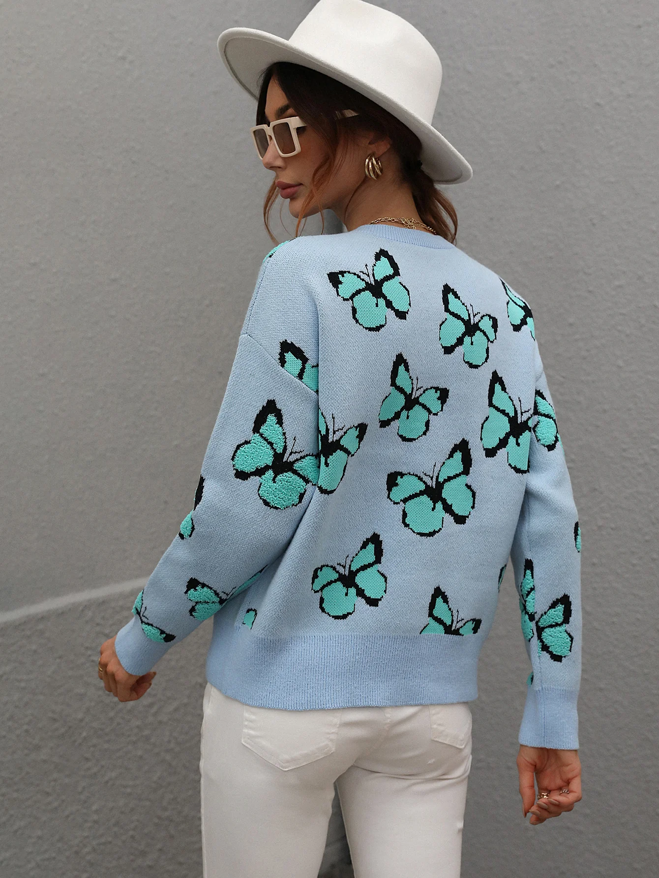 BUTTERFLY KNIT TOP - BLUE - Image 3