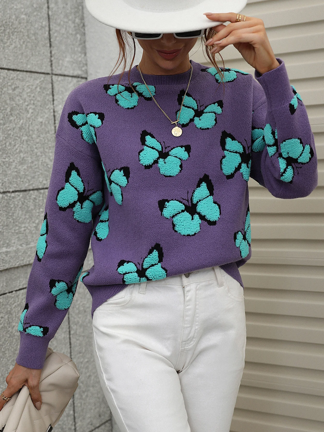 BUTTERFLY KNIT TOP - PURPLE - Image 4