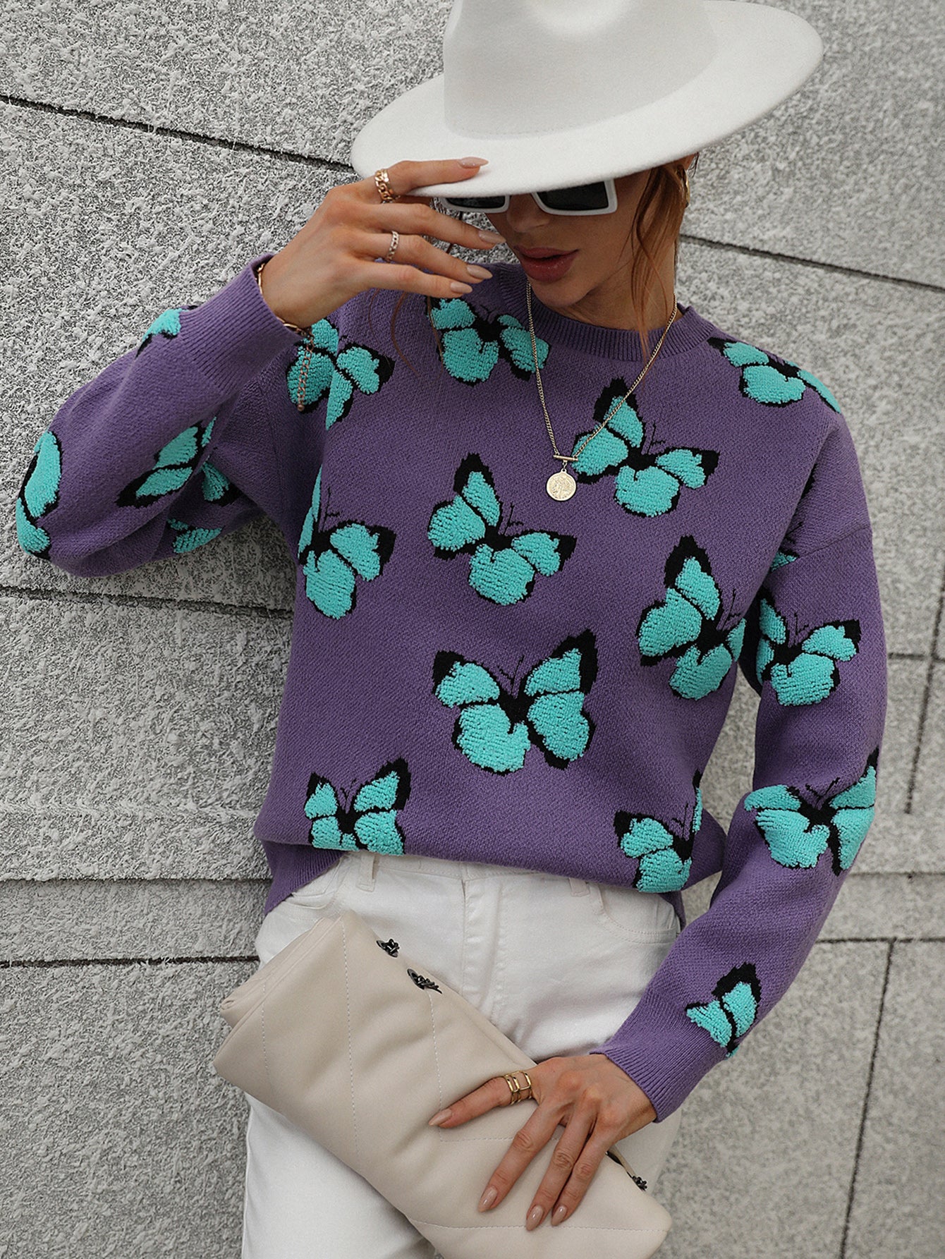 BUTTERFLY KNIT TOP - PURPLE - Image 5