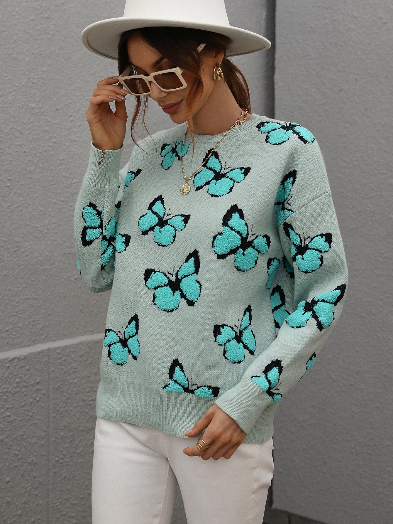 BUTTERFLY KNIT TOP - SAGE - Image 4