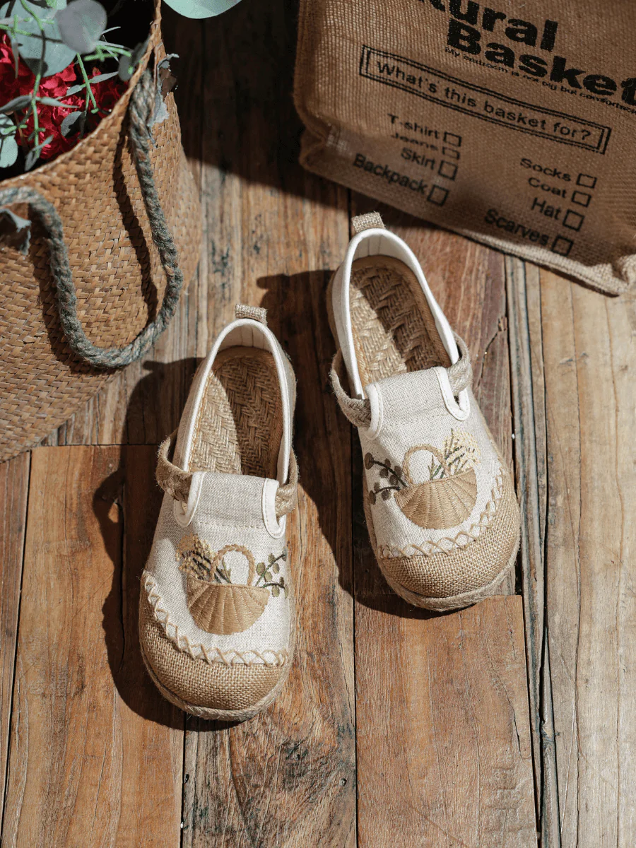 CACTUS ROSE | BASKET EMBROIDERED LINEN ESPADRILLE LOAFER - BEIGE - Image 5