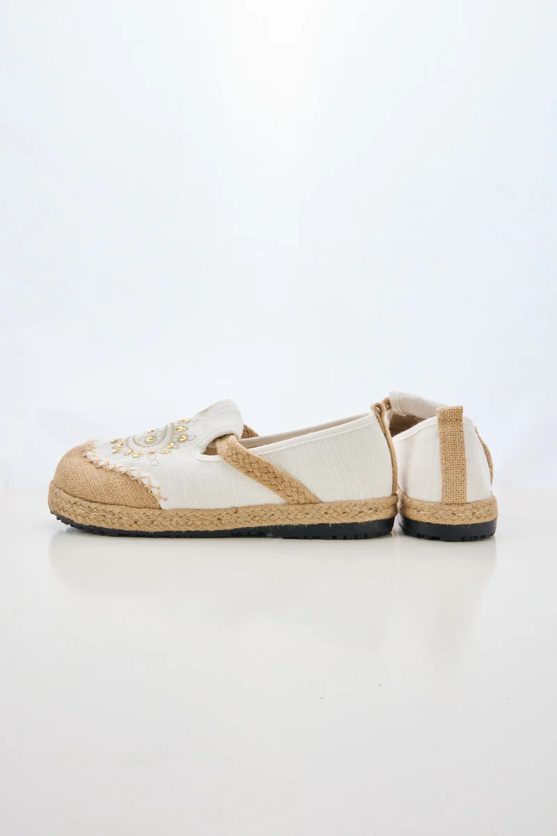 Cactus Rose | Blooming Moon Embroidered Linen Espadrilles - Cream - Image 10