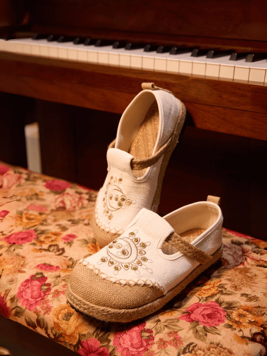 Cactus Rose | Blooming Moon Embroidered Linen Espadrilles - Cream - Image 6