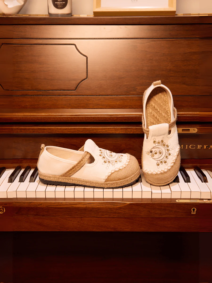 Cactus Rose | Blooming Moon Embroidered Linen Espadrilles - Cream - Image 7