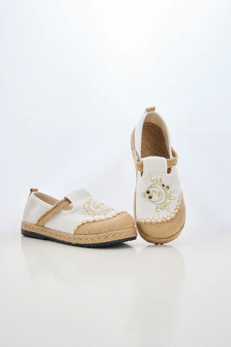 Cactus Rose | Blooming Moon Embroidered Linen Espadrilles - Cream - Image 9