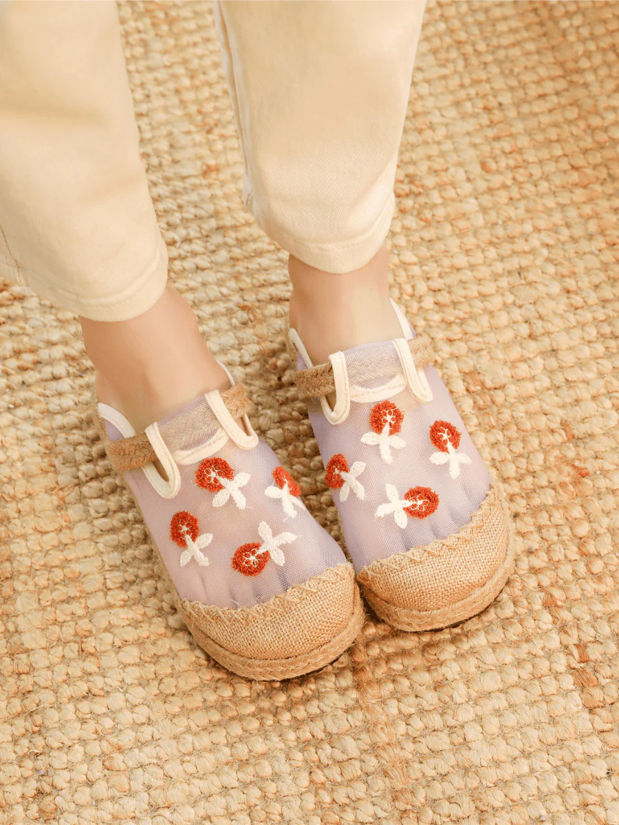CACTUS ROSE | BLOSSOM EMBROIDERED MESH UPPER LINEN MULE - Image 4