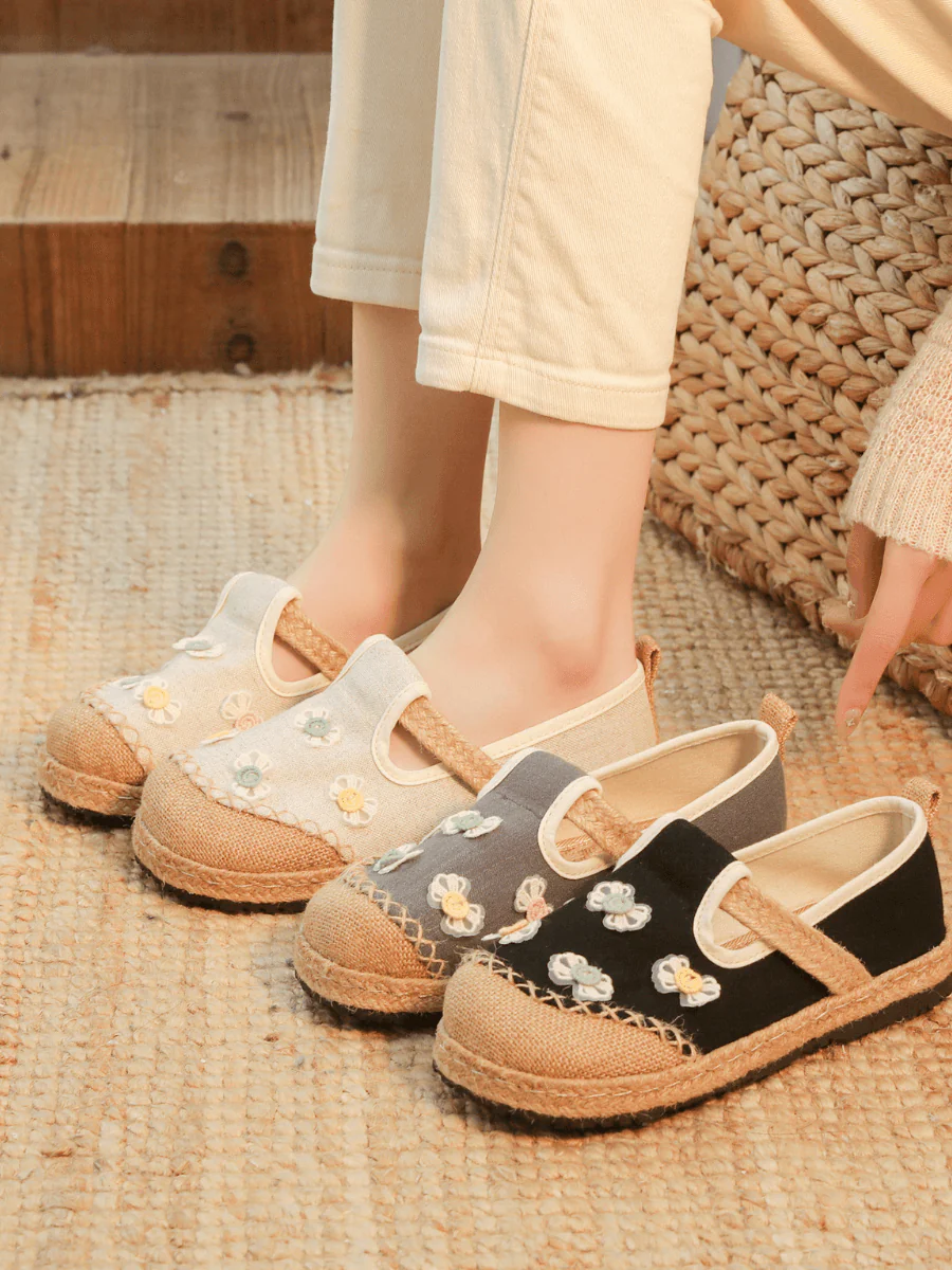 CACTUS ROSE | CHARLIZE BOW TIE APPLIQUE LINEN LOAFER - APRICOT - Image 5